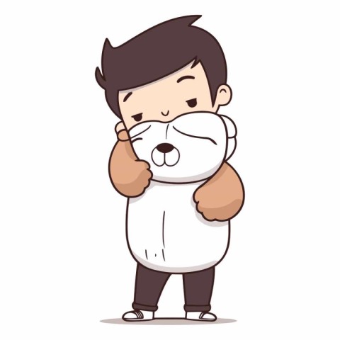 Man Wearing Face Mask - Cute Cartoon Vector Illustrationï»