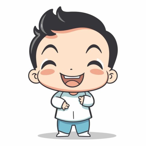 Cute Boy Smiling - Cartoon Vector Illustration