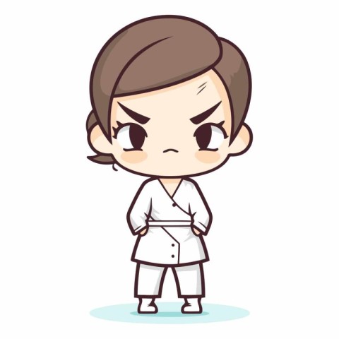Karate Girl - Cute Cartoon Vector Illustration