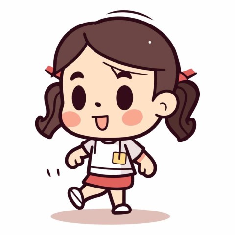 Girl running - Cute Cartoon Girl Vector Illustration