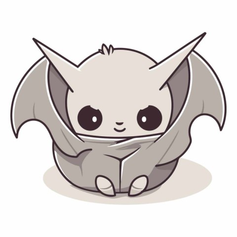 Cute cartoon baby bat isolated on white background.