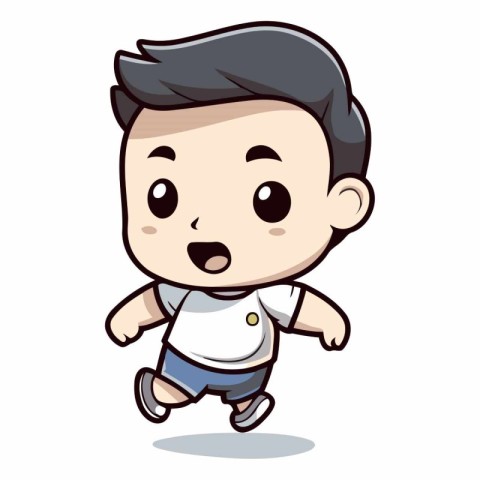 Boy running - Cute Cartoon Character Vector Illustrationï»