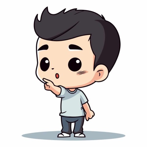 Surprised Boy - Cute Cartoon Vector Illustration