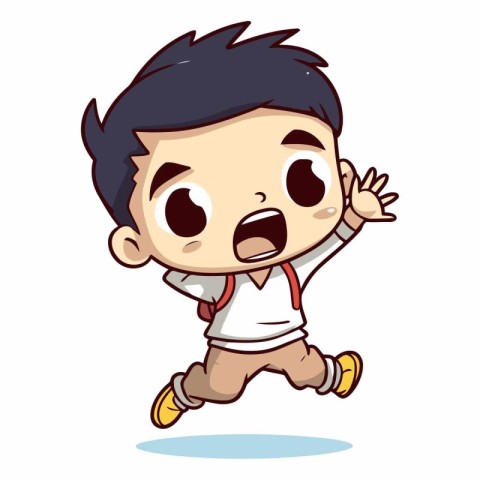Boy Running - Cute Cartoon Vector Illustration