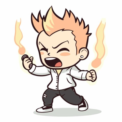 Angry Boy - Retro Cartoon Vector Illustration