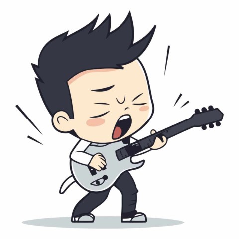 Guitar player - Cartoon Vector Illustration