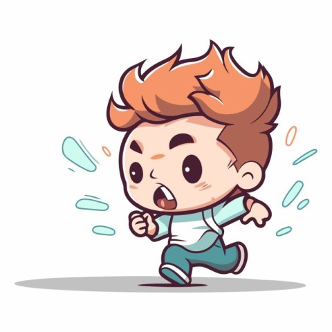 Little Boy Crying - Cute Cartoon Vector Illustration