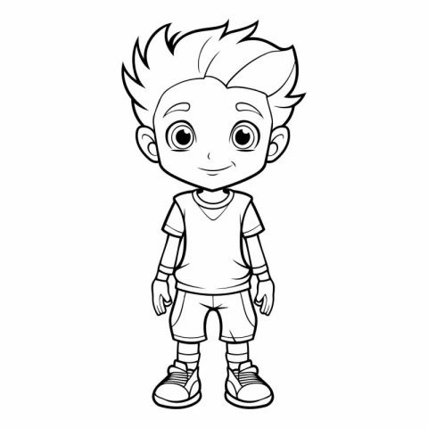 Cute boy cartoon for coloring book or page.