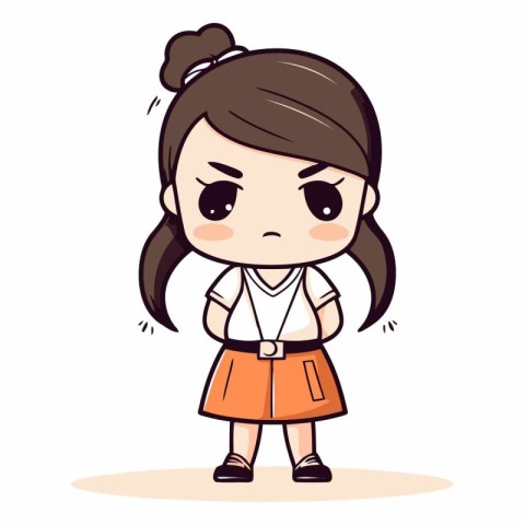 Upset Girl - Cartoon Vector Illustration