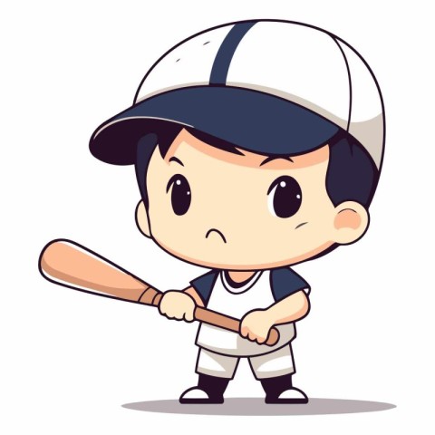 Baseball Player - Cute Cartoon Vector Illustration