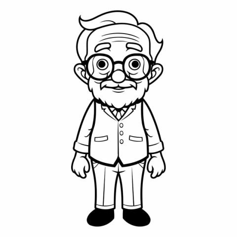 Grandfather Cartoon Mascot Character Vector Illustration. Black