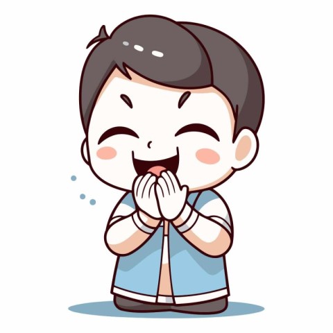 Boy Crying - Cute Cartoon Vector Illustration