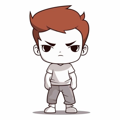 Angry Little Boy - Cartoon Vector Illustration