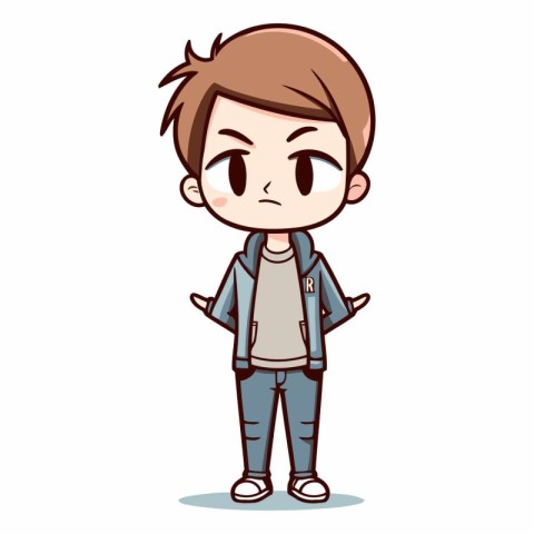 Sad boy - Cute Cartoon Vector Illustration