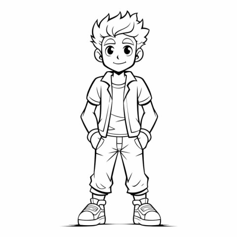 Cartoon Teenager Boy Character in Casual Clothes Vector Illustra