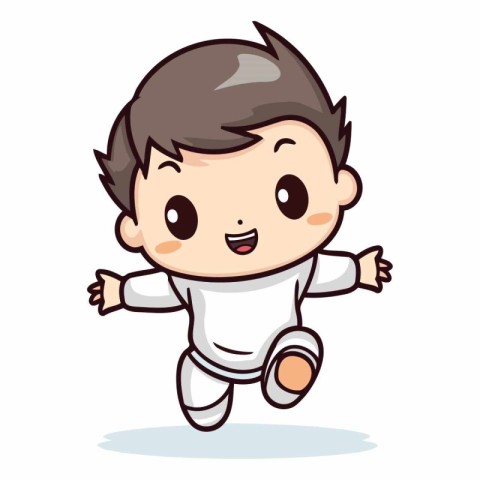 Cute Baby Boy Running - Cartoon Vector Illustration