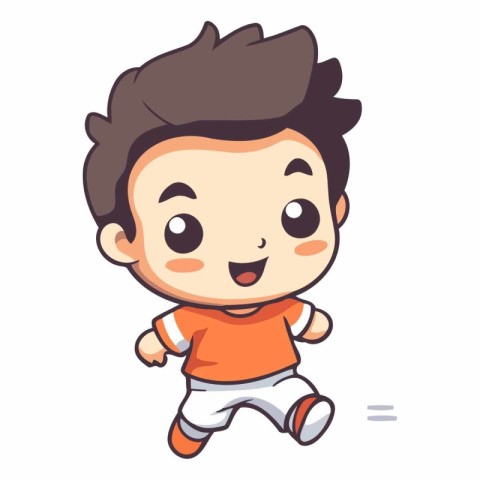 Cute Boy Running - Cartoon Vector Illustration