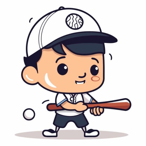 Baseball Player - Cute Cartoon Vector Illustration