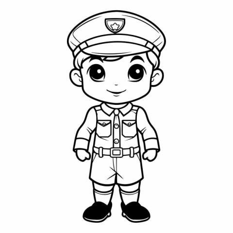 Coloring book for children: Boy in a police uniform