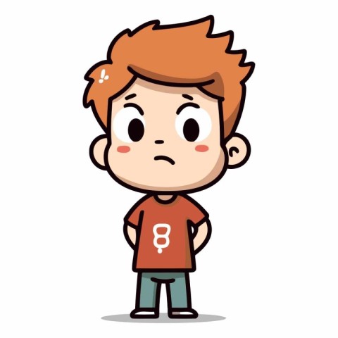 Angry Face - Cartoon Teenager Vector Illustration