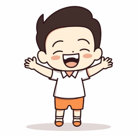 Happy Kid Boy Smiling Cartoon Vector Illustration